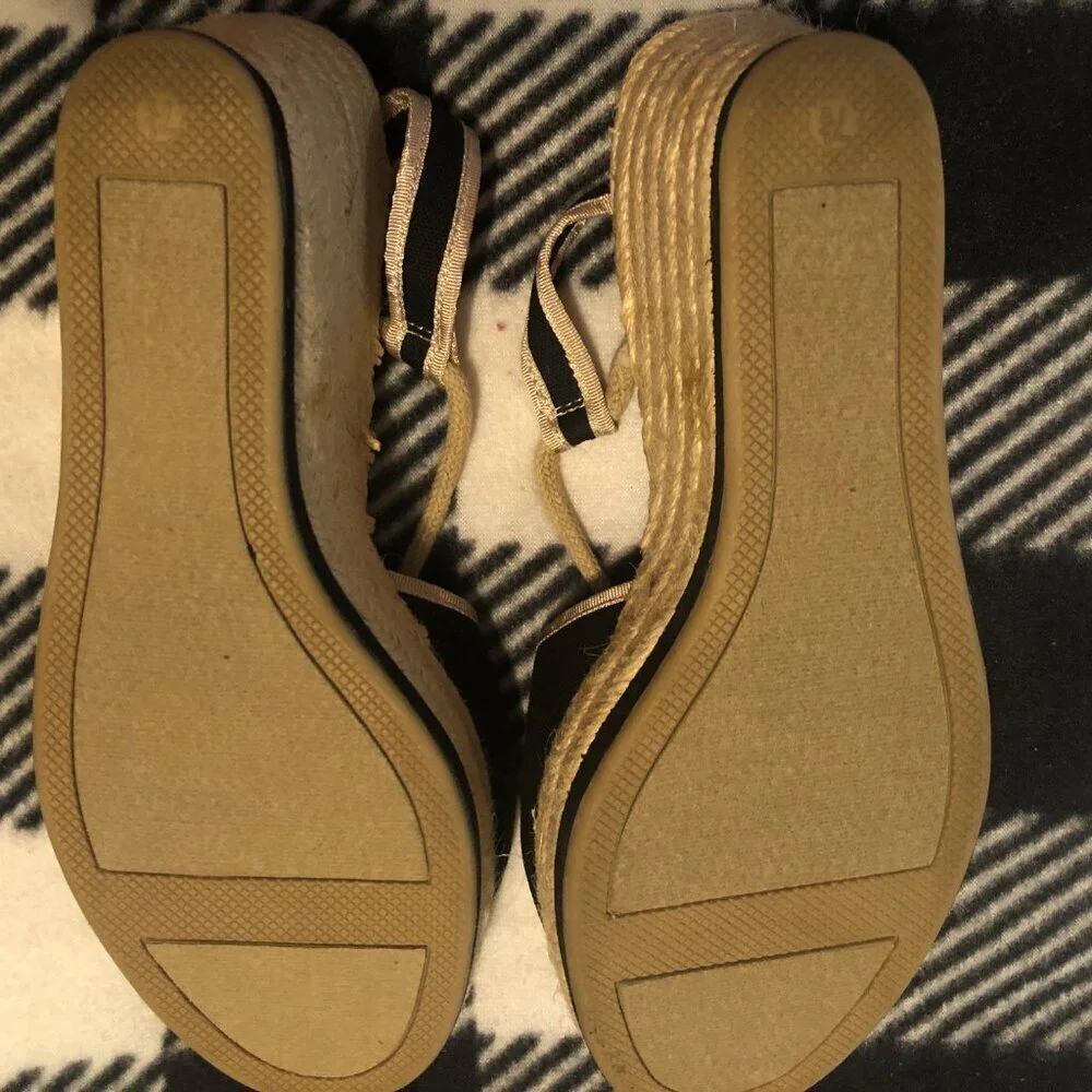 Nine West black and cream open-toe slingback espadrille size 7.5M‎ worn once